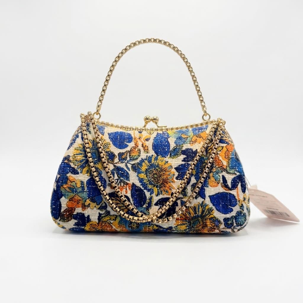 Elegant Floral Fabric Clutch