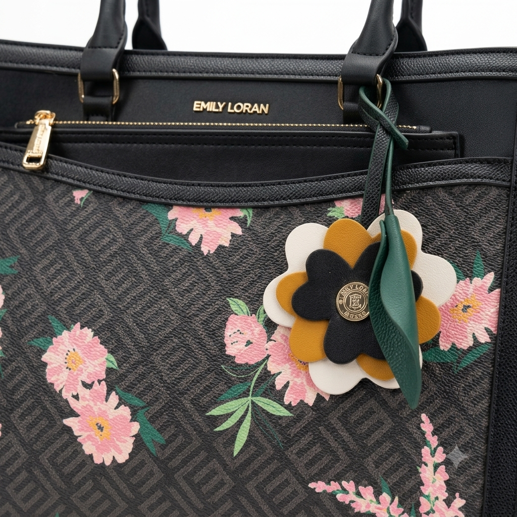 Emily Loran Structured Floral & Geometric Tote Bag 0007
