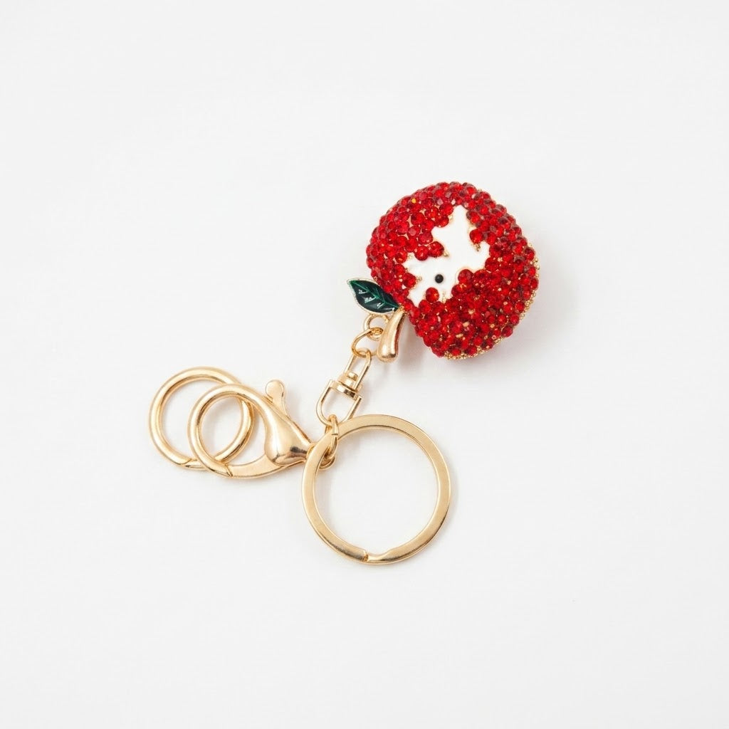 Crystal-embellished fruit charms.