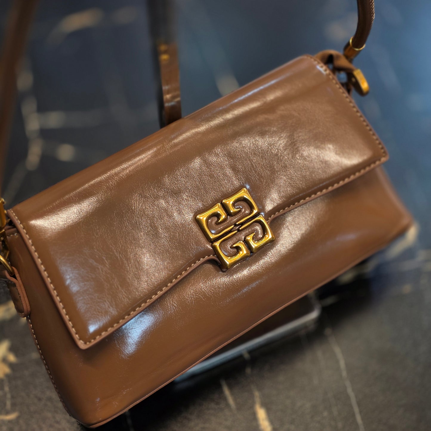 Chic Glossy Monogram Handbag