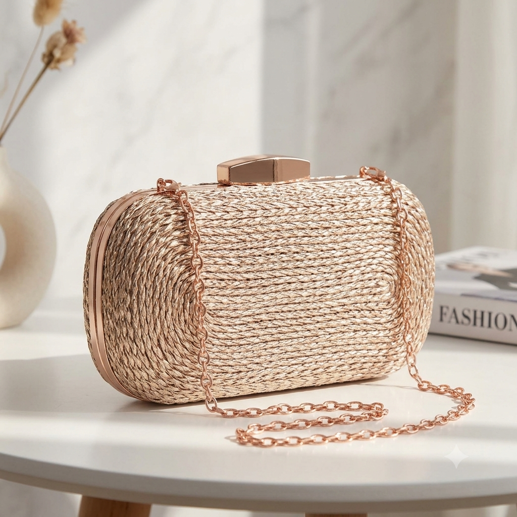 Premium Braided PU Leather Evening Clutch Bag