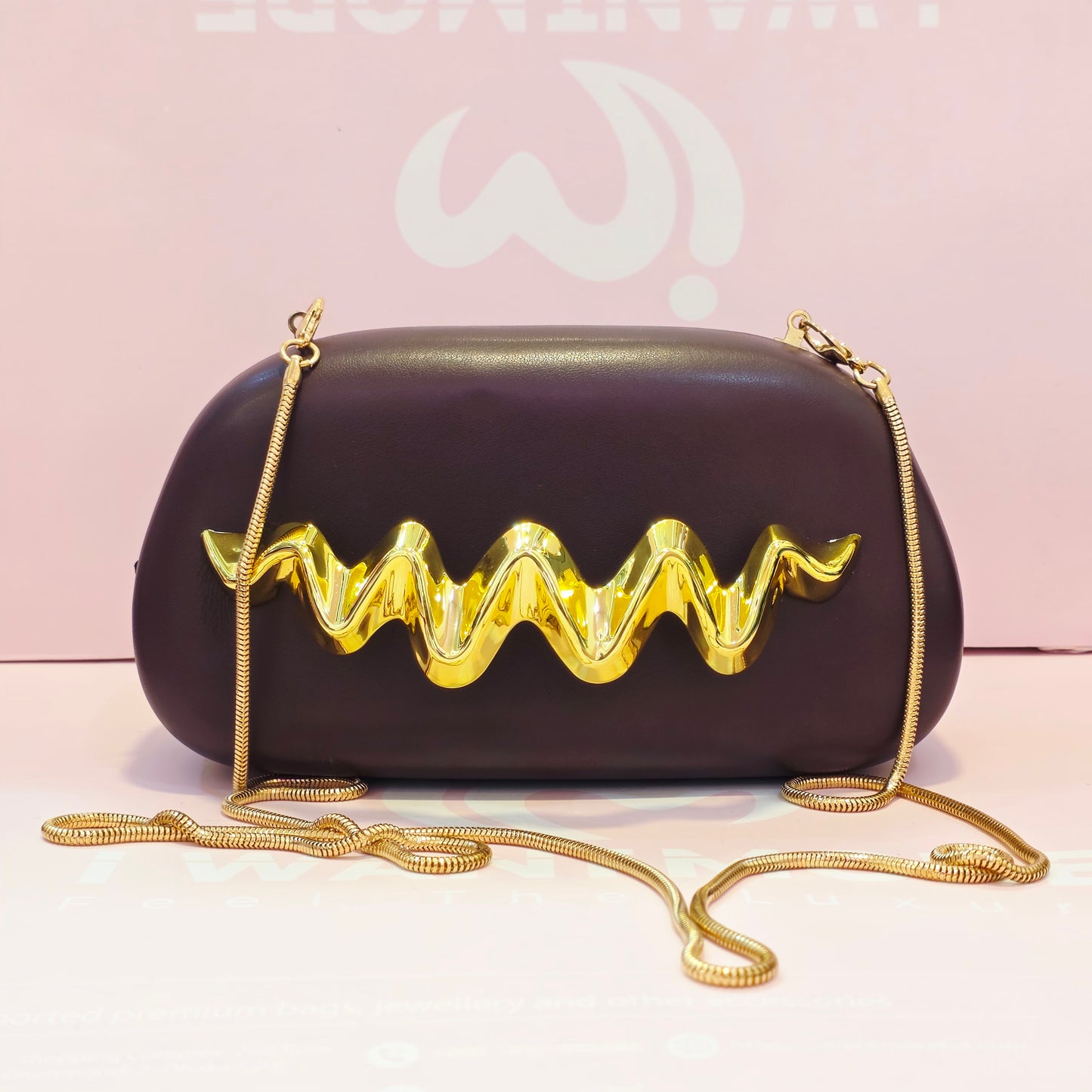 Golden Wave Designer Party Clutch Bag