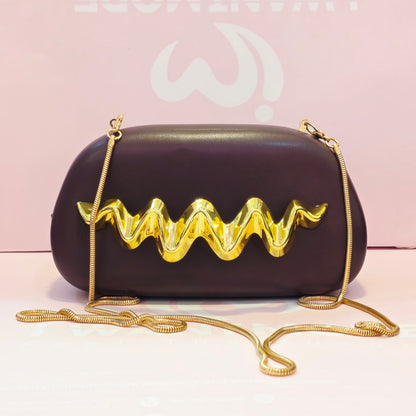 Golden Wave Designer Party Clutch Bag