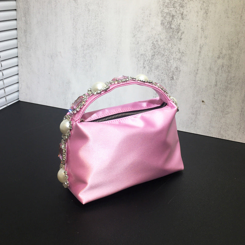 Satin Silk Crystal Clutch